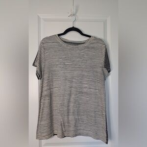 Athleta Women’s Daily Striped Tee Cotton Black White Size Large Tall